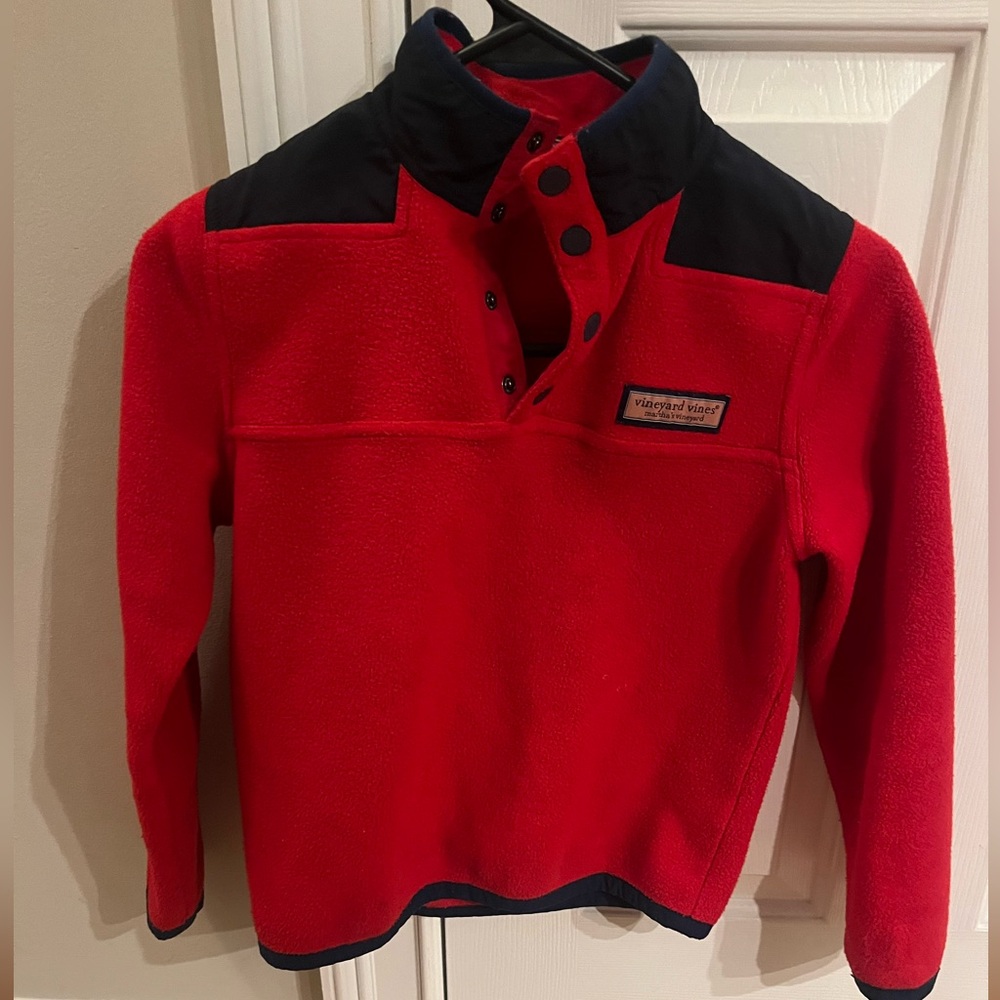 Boys Vineyard Vine Fleece Pullover, 3/4 Button up.